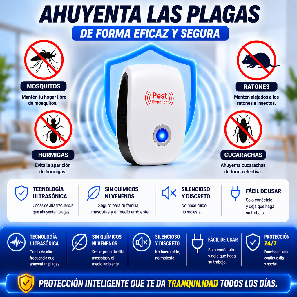 PestShield Pro - Repelente Ultrasónico Inteligente para el Hogar